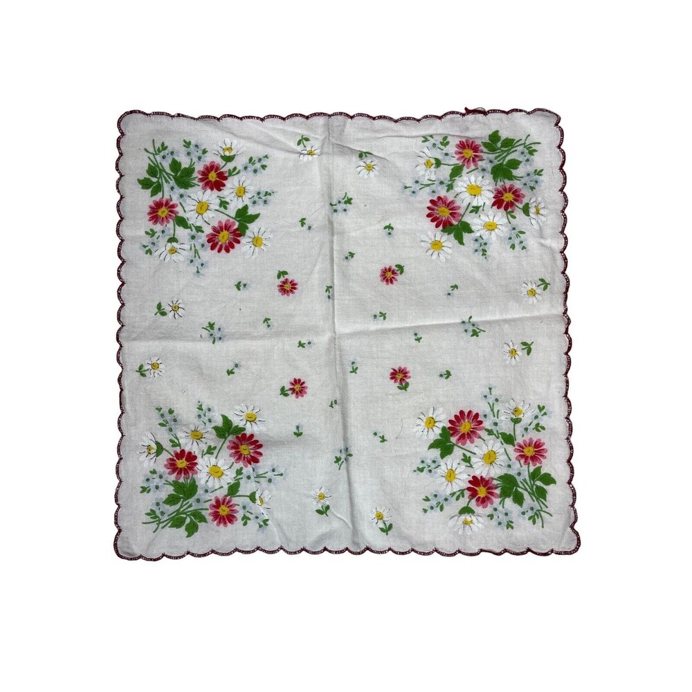 1 Vintage Cocktail Napkin Handkerchiefβ Hankie Square 10.5" x 11" Floral